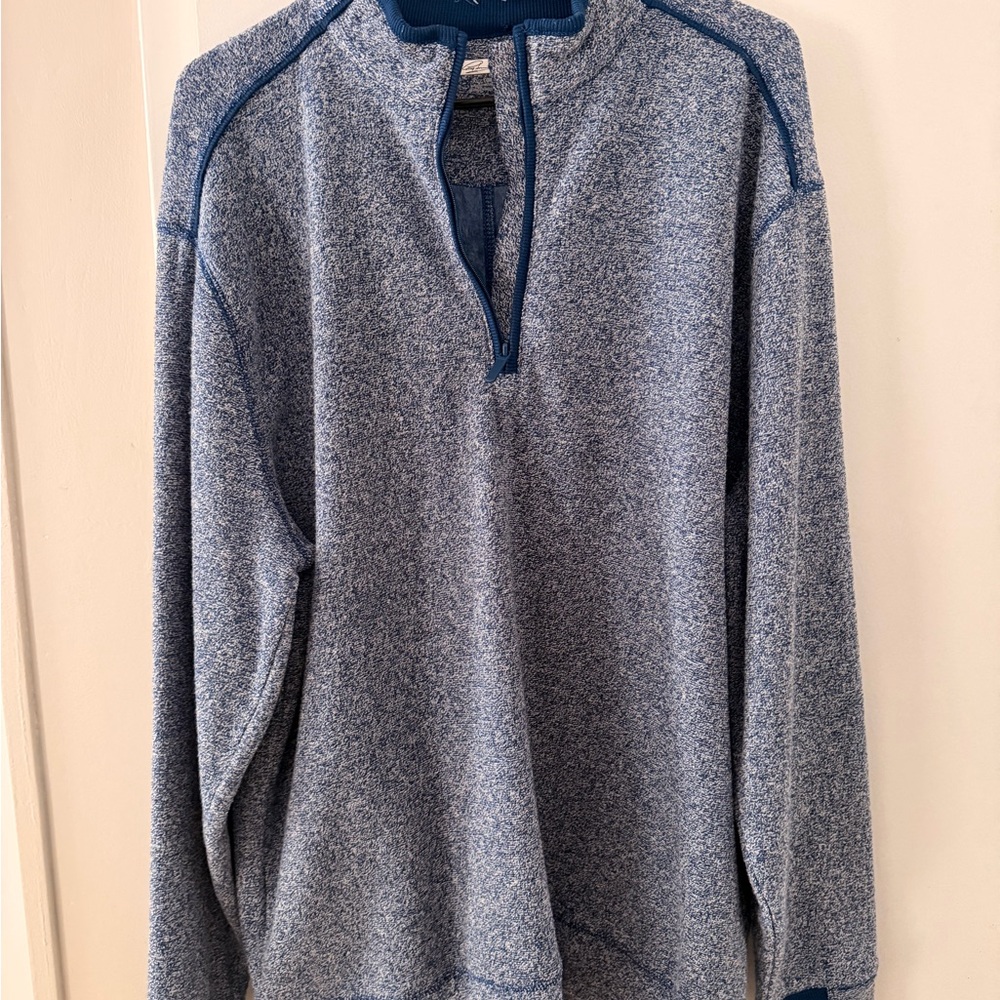 Tommy Bahama Heathered Navy Blue Quarter-Zip Pullover
